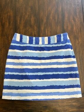 Vineyard Vines Blue Stripped Skirt Cotton Blend Mini Casual Everyday Size 2